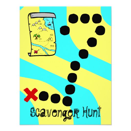 Scavenger Hunt Map Party Theme Invitations