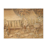 Scene 2 of wood sculpture of Thai life postcards