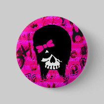 Scene Girl Skull Button