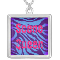 Scene Queen Blue/Indigo Zebra Print Necklace necklaces