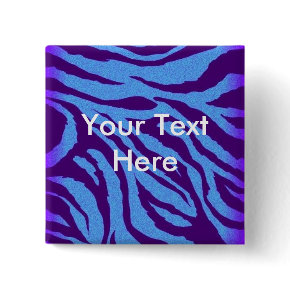 Scene Style Indigo Zebra Print Button - Square