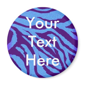 Scene Style Blue Indigo Zebra Animal Print Magnet - Round