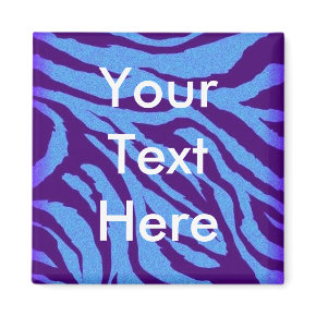 Scene Style Blue Indigo Zebra Animal Print Magnet - Square