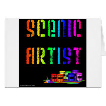 Scenic Artist Design On Black Background Greeting Cards