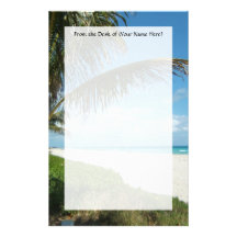 Scenic Beach, Side Palm Branch Customized Stationery