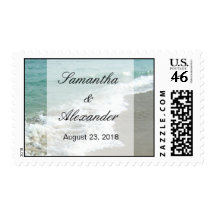 Scenic Beach Wedding Postage Stamps