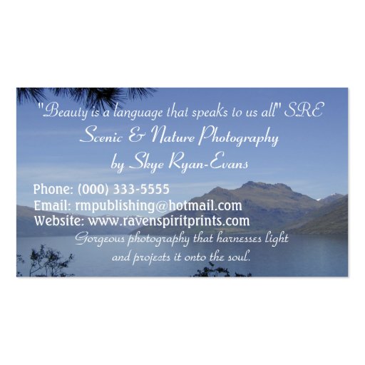 "SCENIC LAKE" Business Cards (front side)