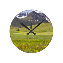 Scenic landscape of Svarfadardalur valley Round Wallclock