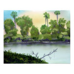 Scenic Palm trees lagoon oil painting