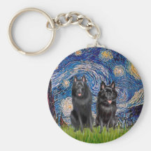 Schipperkes (two) - Starry Night Keychains