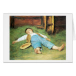 Schlafender Knabe im Heu Boy Sleeping in Hay Cards