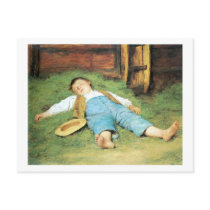 Schlafender Knabe im Heu Boy Sleeping in Hay Post Cards