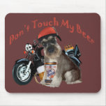 Schnauzer Biker Don't Touch My Beer Mouse Pad