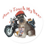 Schnauzer Biker Don't Touch My Beer Stickers