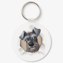 Schnauzer Busting Out keychains