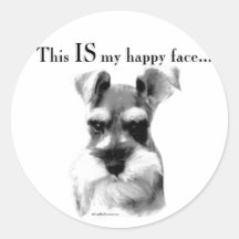 Schnauzer Happy Face Round Sticker