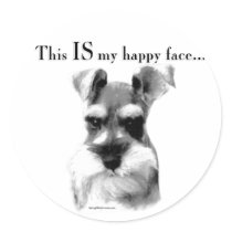 Schnauzer Happy Face Round Sticker