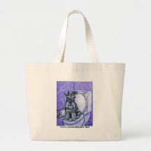 Schnauzer in the Bathroom Canvas Bags