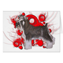 Schnauzer with Red Circles Greeting Card