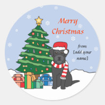 Schnauzer y árbol de navidad pegatina