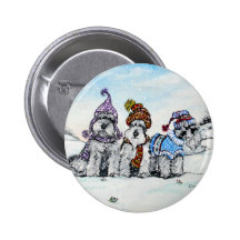 Schnauzers in Winter Buttons