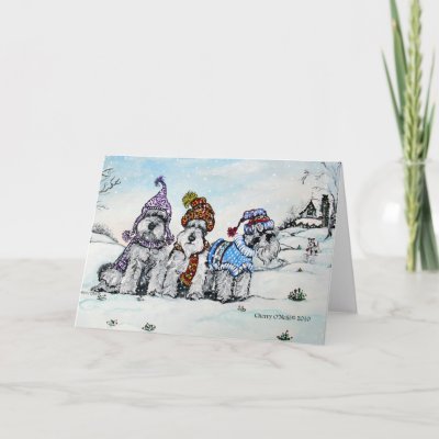 Schnauzers in Winter Greeting Cards