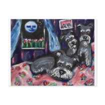 Schnauzers sense whimsical moon postcards