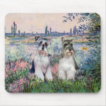 Schnauzers (two) - By the Seine mousepads by masterpiecedogs Schnauzers (two) - By the Seine mousepads