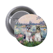 Schnauzers (two) - By the Seine Pinback Button