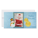 Schneemann und Weihnachtskugeln photo cards