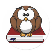 Scholarily Owl Round Stickers