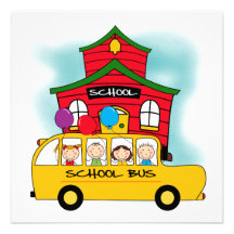 School and School Bus T-shirts and Gifts Custom Invite