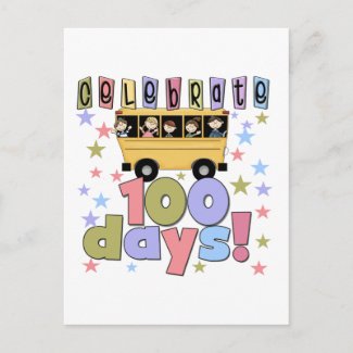 School Bus 100 Days Tshirts and Gifts postcard