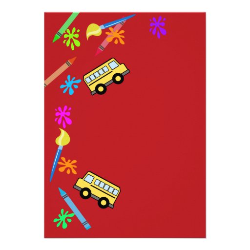 School Bus Art Birthday Invites