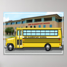 School Bus at School Print