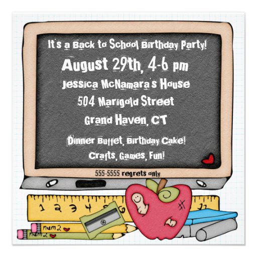 School Bus Back to School Birthday Invite