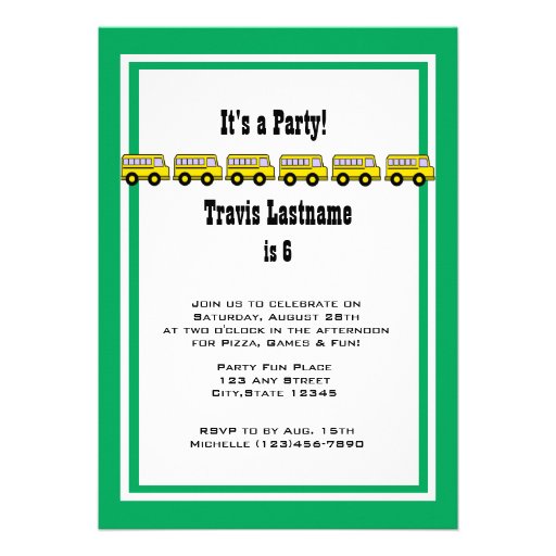 School Bus Birthday Party Invite