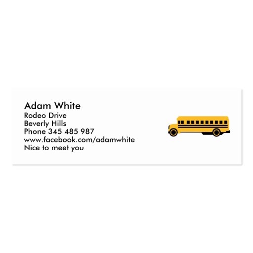 School bus business cards (front side)
