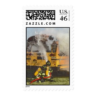 School Bus Fire Postage by 2safeschools