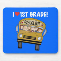 School Bus I Love 1st Grade Tshirts and Gifts Mouse Pad