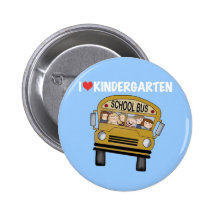 School Bus Love Kindergarten Pinback Button