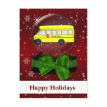School bus snow globe Corporate HolidayGreetings postcards