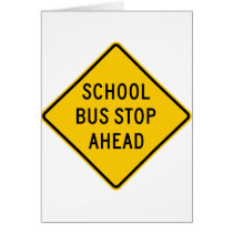 School Bus Stop Highway Sign Card