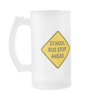School Bus Stop Highway Sign Mug