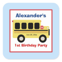 School Bus Town Square Favor Stickers (6 Large)