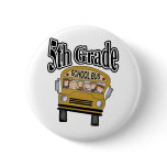 School Bus with Kids 5th Grade Buttons