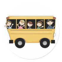 School Bus with Kid's & Driver D2 Stickers by mrssocolov School Bus with Kid's & Driver D2 Stickers