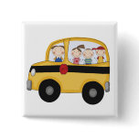 School Bus with Kids T-shirts and Gifts Buttons
