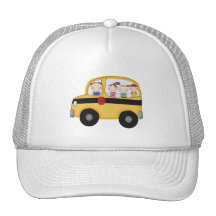 School Bus with Kids T-shirts and Gifts Hat