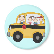School Bus with Kids T-shirts and Gifts magnets by stick_figures School Bus with Kids T-shirts and Gifts magnets